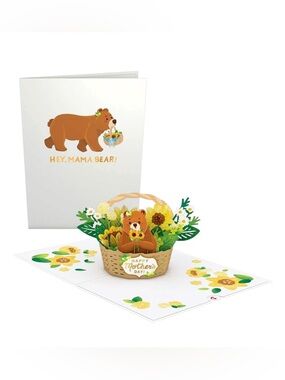 Lovepop Mama Bear Pop-Up Mother's Day Card - Brown Floral
